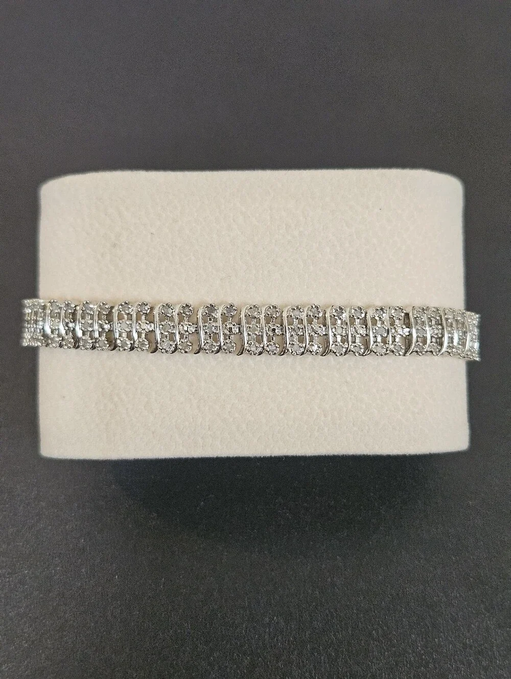 925 S Pattern Diamond Tennis Bracelet 1.00ct t.w. Sterling Silver 7.5